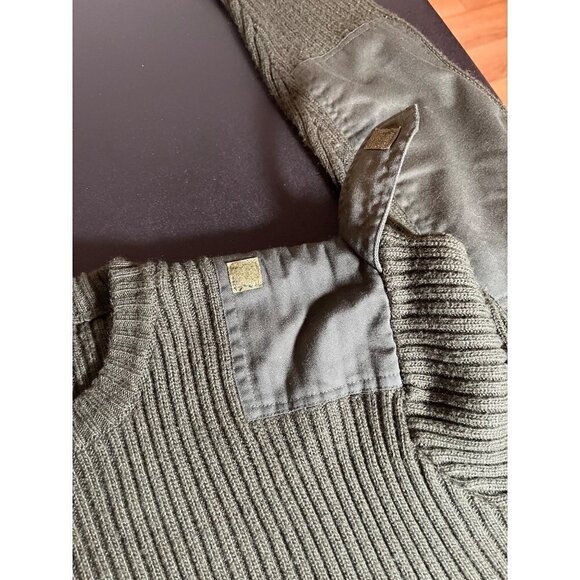 Alpha Industries Flight Apparel Sweater Ribbed Stretch Large Army Green Patches - Picture 5 of 8